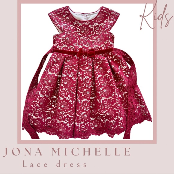 Jona Michelle Burgundy Lace Dress - Picture 1 of 4